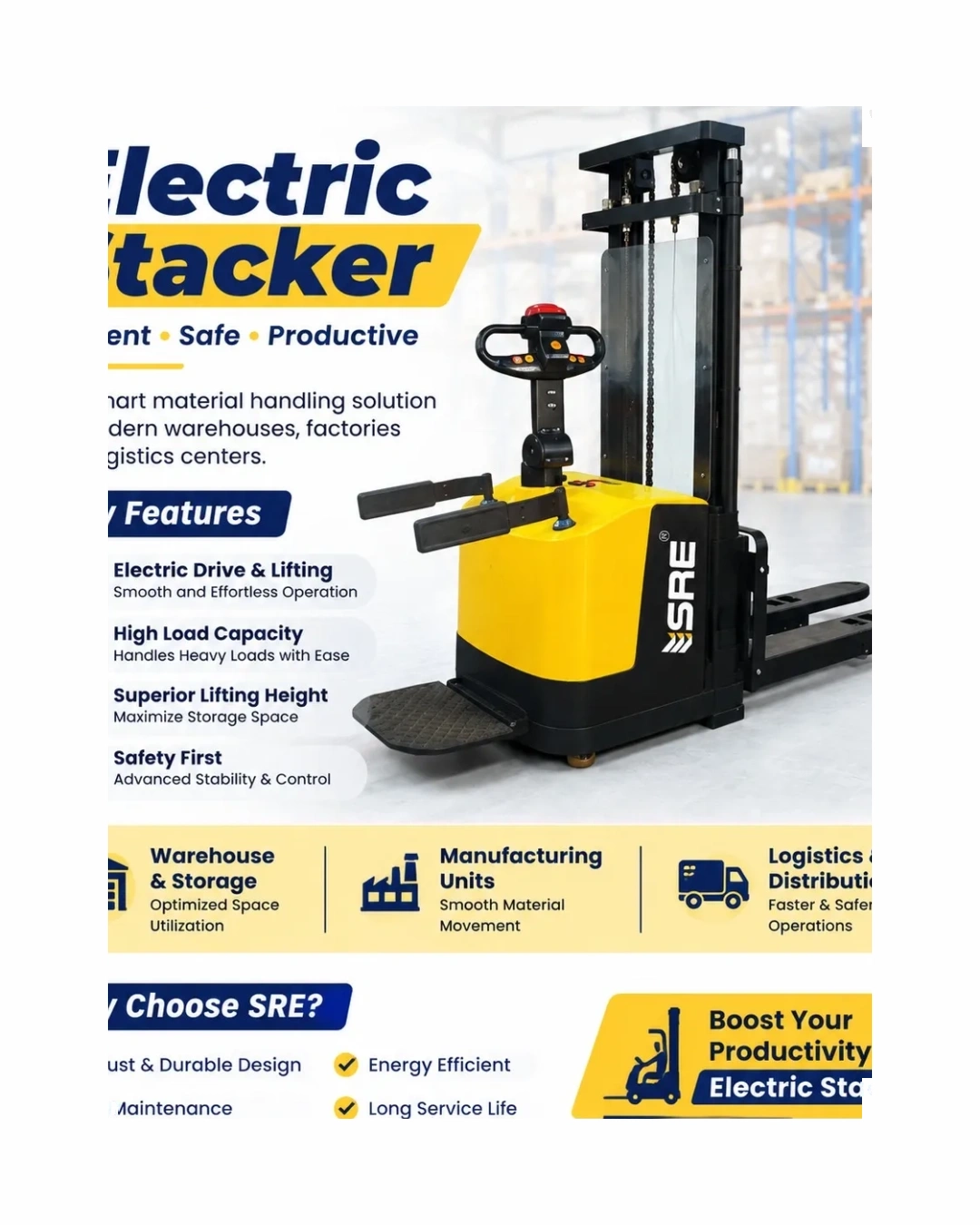 Electric Stacker for Warehouse